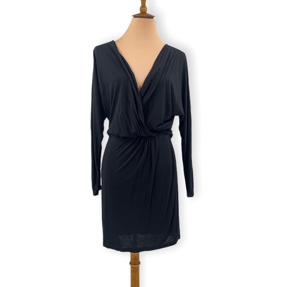 Haute Hippie black long sleeve draped front mini dress, size Small - Picture 7 of 7